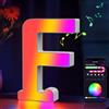 Cpeelsdo Lettere Luminoso APP Controllo, RGB Luci LED di Lettera Alfabeto con USB, Figura a Lettere Luce per Decorazione e Atmosfera, Luci Notturne Scrivania, Compleanni, Matrimoni, Vetrine - F