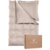Magano® Biancheria da letto di lusso, 155 x 220 cm, in bambù e cotone satinato, 400 TC, ipoallergenica e termoregolante, copripiumino 155 x 220 cm + federa 80 x 80 cm, beige