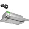 CIARRA AWS6906D A++ - Cappa aspirante 60 cm, 370 m³/h con filtro ai carboni attivi CBCF002X2 integrato piatto da incasso cappa aspirante in argento
