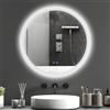 kleankin Specchio Bagno Rotondo con Luce LED Ø60cm, 3 Colori Luce, 3000-6500K, Interruttori Touch, Specchio da Parete Antideflagrante con Luminosità Regolabile, Funzione Memoria, Antiappannamento