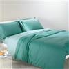Caleffi 69633 Cotone Bicolor Completo Copripiumino per Singolo Letto, Anice