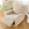 Surwin Copripoltrona Relax Reclinabile, Copripoltrona Elettrica Reclinabile Elasticizzato con Tasche Universale Copri Poltrona Elettrica Reclinabile con Braccioli (1 Posto,Beige)