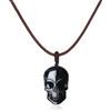 COAI Collana da Uomo in Vera Pelle Italiana con Pendente Teschio in Ossidiana Nera, Collana Gotica da Uomo Pietre Naturali