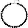 FOCALOOK Collana Girocollo Donna Perle di Cristallo da 10 mm Colore nero con Catenina Acciaio 40cm+ 5cm Girocollo Donna Perle Collana Donna Perle Collana Perle Donna