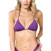 Goldenpoint Donna Costume da Bagno Tinta Unita - Parte Alta del Bikini - Triangolo Scorrevole con Imbottitura Removibile in Microfibra con Strass Taglia 1B Colore Viola