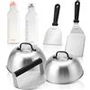 onlyfire Kit Accessori Multiuso per Piastra, 2 Coperchio per Hamburger, Spatola per Piastra, Raschietto per Barbecue, Smash Burger Press e 2 Bottiglia Squeeze per Teppanyaki e Campeggio