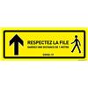 AUA SIGNALETIQUE - Signalisation au Sol respectez la File en Face - Autocollant laminé - Jaune 420x160 mm
