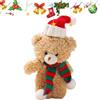 Generico Animale di 'orso di Natale, peluche 'orso di Natale, Sciarpa in peluche con orsetto bianco marrone, Forniture per feste per decorazioni per la casa in morbido peluche da 6,3 pollici per il compleanno