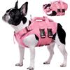 Kuoser Giubbotto di salvataggio per cani di taglia piccola, media e grande, regolabile, ad alta visibilità, con maniglia di salvataggio, gilet di galleggiamento ripstop, costume da bagno per cuccioli