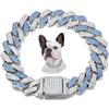 HimyBB Collana per cani blu, collana con strass per cuccioli di cane con catena glitterata con diamanti cubani per cani di taglia piccola, media e grande, 20,3 cm