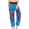 Nuofengkudu Donna Cotone Baggy Hippie Harem Pantaloni con Tasche Stampata Vita Alta Comode Leggere Indian Yoga Pantalone Bohemien Estivi Spiaggia(Blu Marino Bussola,Taglia Unica)