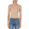 Pinko Tritone Maglia Seta Cotone Logo in Trasparenza, T-Shirt Donna, D23_Beige-Pelle Daino, M