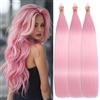 Locescsoc 28 Inch Straight Hair Extensions 150g 3 Packs Bone Straight Braiding Hair, Soft Synthetic Bundles Crochet Braids Hair Bundles for Braiding (pink1#, 28 Inch 3 Packs)
