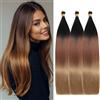 Locescsoc 28 Inch Straight Hair Extensions 150g 3 Packs Bone Straight Braiding Hair, Soft Synthetic Bundles Crochet Braids Hair Bundles for Braiding (1B/30/27, 28 Inch 3 Packs)