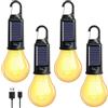 Behogan 4 pezzi lampada da campeggio: lampada da campeggio ricaricabile, lanterna a LED da campeggio, luce da campeggio con moschettone, luminosità regolabile 3 modalità di luce, impermeabile, luce da