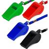 AIEX 4 Fischietti in plastica, Fischietto con Cordino fischio Forte per Emergenza Sopravvivenza Insegnante Allenatore addestramento Cane (Nero, Blu, Rosso e Verde)