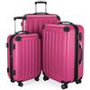 HAUPTSTADTKOFFER - SPREE - Set di 3 valigie, Valigie rigide, Trolley con 4 doppie ruote, Bagaglio da viaggio opaco, Set da viaggio, TSA, (S, M e L), Rosa