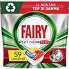 Fairy Platinum Detersivo Pastiglie Lavastoviglie Plus, Brillantante, 59 Capsule Lavastoviglie, Limone, Tecnologia Anti-Opaco, Contro il Grasso e le Incrostazioni Ostinate anche nei Cicli Brevi