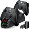 ABXYPLUS Stazione di ricarica alternativa per caricabatterie controller Xbox funziona con Xbox Series X/S/, Xbox One/S/Elite Controller, Dual Charger Stand con 2 batterie ricaricabili, cavo di ricarica per telecomando Xbox