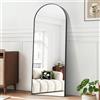 BONEWEI Specchio da Terra ad Arco, 165 x 60 cm Specchio da Parete Grande con Cornice in nero Alluminio, Specchio da Terra da Appoggiare o Appendere per Soggiorno, Camera da Letto, Ingresso