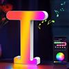 Cpeelsdo Lettere Luminoso APP Controllo, RGB Luci LED di Lettera Alfabeto con USB, Figura a Lettere Luce per Decorazione e Atmosfera, Luci Notturne Scrivania, Compleanni, Matrimoni, Vetrine - T