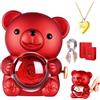 GOICC Orso con Rosa e Collana Rosa Eterna Stabilizzata Rose Eterna con Collana Idee Regalo Donna, Mamma, Moglie Rose Stabilizzate per San Valentino, Festa della Mamma, Natale, Anniversario