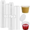 Acehome 100 contenitori rotondi per alimenti da 28,3 g, con coperchio, riutilizzabili, per gelatine, shot, gastronomia, ristoranti, takeaway, per piccole salse, chutney, ketchup, insalate, 25 ml
