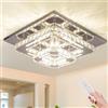 CXGLEAMING 12" cristallo LED plafoniera in acciaio inox moderno Flush Mount luci Fixture quadrato lampadario a soffitto per sala da pranzo soggiorno camera da letto (dimmerabile)