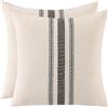 Tosleo Set di 2 federe per cuscino in cotone e lino, motivo a righe, 45 x 45 cm, per divano, camera da letto, soggiorno, auto, colore nero