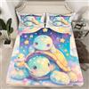 feelingyou Set di biancheria da letto per letto singolo, motivo tartaruga marina, disegno con tartarughe, per ragazzi e bambini, motivo: cielo stellato (1 lenzuolo con angoli + 1 federa)