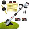 ZREBZYR Decespugliatore a Batteria 21V, Tagliaerba a batteria, 850W, 12.000 RPM, 2 Batterie 4.0 Ah, Silenzioso, Maneggevole, Ideale per Prati e Bordi, Accessori Inclusi - Tagliaerba Elettrico Senza Sforzo