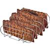 LyximGss Spareribs,Supporto per barbecue a gas e carbone, in acciaio inox puro, per 5 coste, lavabile in lavastoviglie, 33x29x8 cm