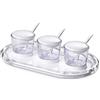Omada Design Vassoio Porta Marmellate, Salse con Coperchi e Cucchiaini, con Salvagoccia, in Acrilico, Lavabile in Lavastoviglie, Linea Crystal, Bianco