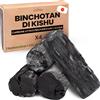 ORINKO® Binchotan Kishu x4 - Carbone Attivo Giapponese per Filtro Acqua Naturale - Purificazione Ecologica - Ideale per Caraffe e Acquari - Carbone Vegetale Sostenibile