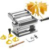 ROSSETTO Macchina per la pasta manuale con stendipasta - Macchina per pasta in acciaio inox con 9 spessori regolabili, 2 larghezze di taglio - Per lasagne, spaghetti, fettuccine - Ravioli