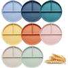 OWill 8 Pezzi Set Piatti Piani Divisi da 23cm, Piatti da Portata Divisi per Bambini, Ideale per Cena e Picnic, Piatti Plastica Rigida Lavabili, Resistente al Microonde e Alla Lavastoviglie
