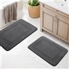 chakme Set di tappeti da bagno, 2 pezzi, morbido tappetino da bagno in memory foam, antiscivolo, lavabile, set di tappeti da bagno, per WC, doccia e vasca da bagno, grigio scuro