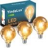 YindaLux Lampadina LED E27 Luce Calda 2700K - Lampadine a Filamento Vintage Edison - 4W ≈ 40W - Lampadina Retro Energética - 3 Pezzi G95 Non Dimmerabile - Illuminazione Decorativa per Casa, Caffè, Bar