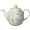 Bloomingville Teiera con motivo Carla - de loza colorato ø 14 cm, verde, Ceramica Gres, Capacità 1200 ml