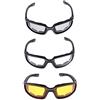 Sharplace 3 Pcs Occhiali Sole Protezione Paravento Antipolvere Lente UV400 Moto Sci Bici