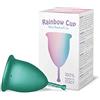 Rainbowcup Rainbow Cup, Coppetta Mestruale Made in Italy in Silicone Medicale Senza Lattice e Additivi, Comoda, Ecologica, Sicura, in più Varianti, Coppetta Mestruale Morbida, Colore Smeraldo, Taglia 1