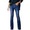 Generic Pantaloni da donna elasticizzati slim fit con bottoni svasati in denim elastico in vita plus size gamba dritta jeans elasticizzati da donna, comodi pantaloni in denim a vita media per l'uso quotidiano