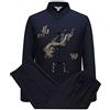 YANMUZI Abito Tai Chi Cinese Tang Tang Uomo Abbigliamento Tradizionale Hanfu Top Ricamati Manica E Pantaloni Fibbia Colletto alla Coreana Ricamo,Black-185