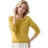 Generico Maglione A V Maglione Pullover Girocollo da Donna Tinta Unita Maniche Lunghe Maglie Manica Lunga Taglie Forti (Yellow, XXXL)