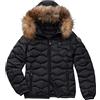 Blauer Piumino ad onde Lydia 22WBLDC03141 Giubbino Donna con cappuccio in pelliccia imbottito in piuma Nero (L)