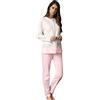 Leo Corsetteria Pigiama Donna Cotone Caldo Serafino Senza Polsini Fantasia Fiori Marca Linclalor Taglia 54 Colore Rosa 354
