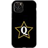 Just Letter Designs Lettera Q monogramma all'interno della stella gialla Custodia per iPhone 11 Pro