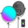 NEEWER 18 Pannello Luce Video LED RGB Rotondo con Controllo APP, 65W 6000Lux/0.5m 2500K-8500K RGBCW Illuminazione da Studio Fotografico /18 Scene/Alimentata a Batteria V per Riprese Streaming, GR18C
