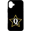 Just Letter Designs Lettera Q monogramma all'interno della stella gialla Custodia per iPhone 16 Plus