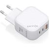 AISENS Caricatore GaN 65 W 2 x USB C PD3 0 QC4 0 1 x USB A QC3 0 Bianco
